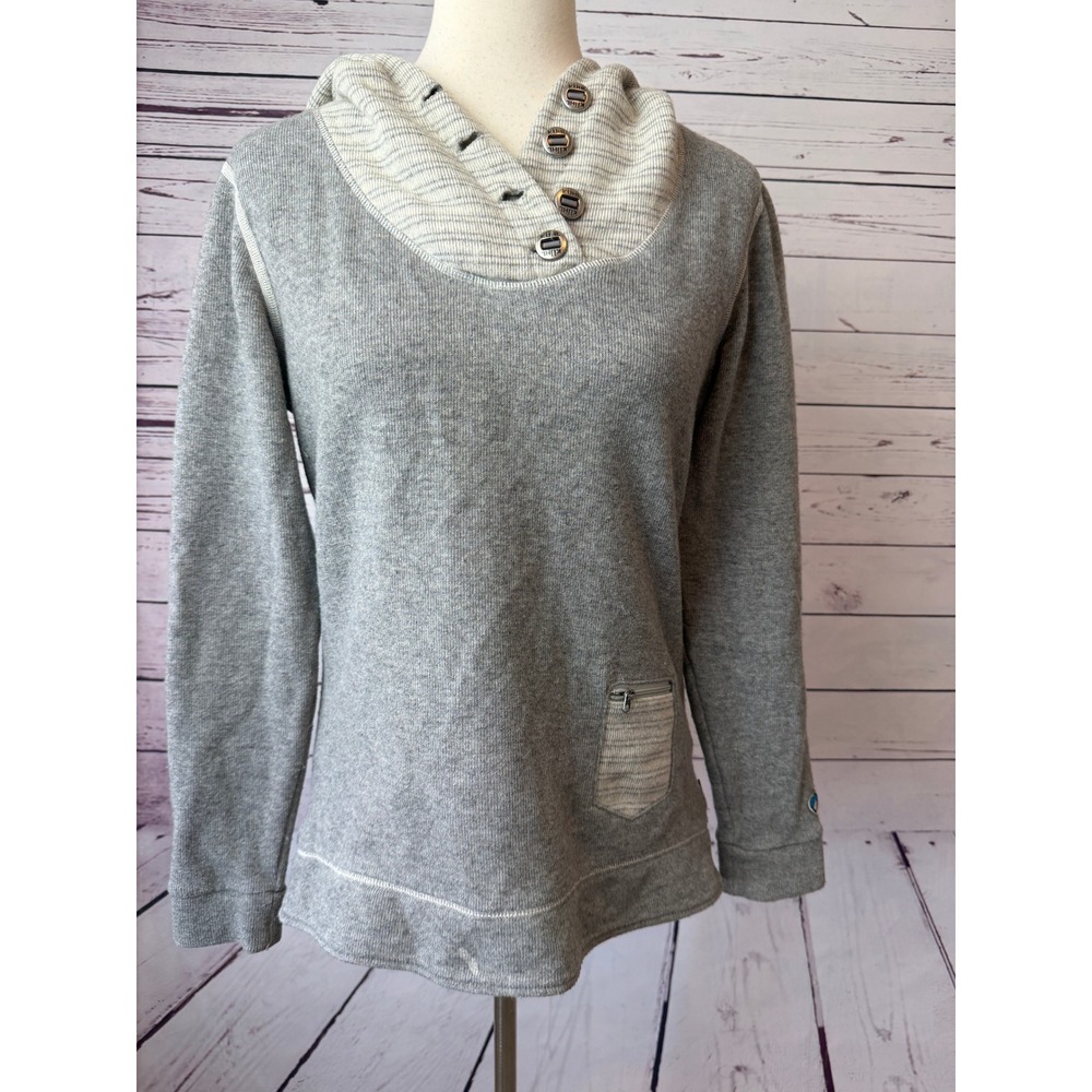 KUHL Chianti Fleece Hoodie Sweater Medium Gray Wool Blend‎ Cowl Pullover Womens